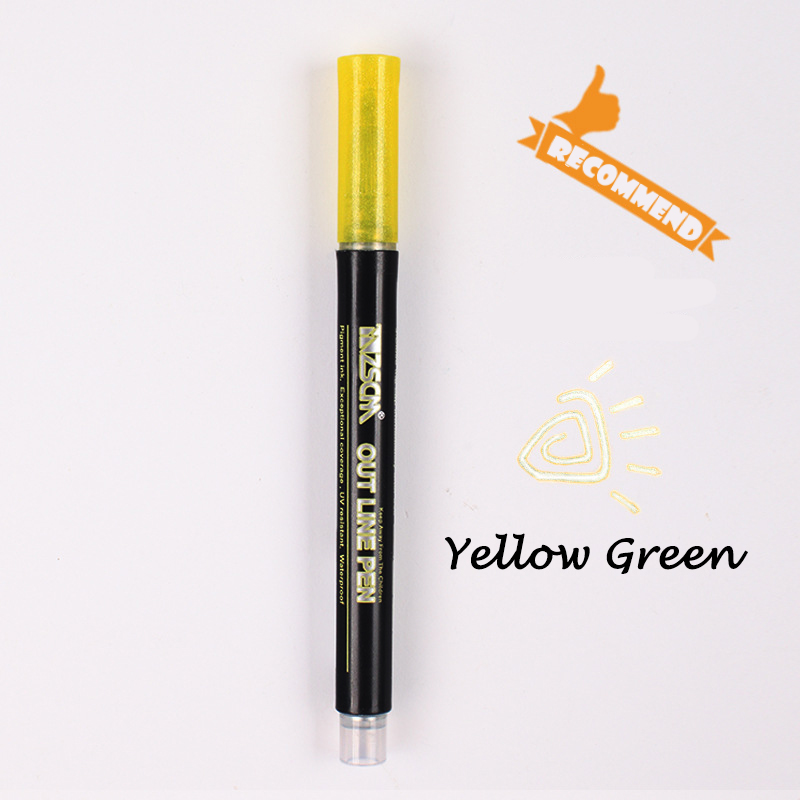 Metallic Marker Pen Metal Waterproof Permanent Marker Drawing Painting DIY Photo Album Scrapbooking Crafts Card Making 1PC: Yellow green