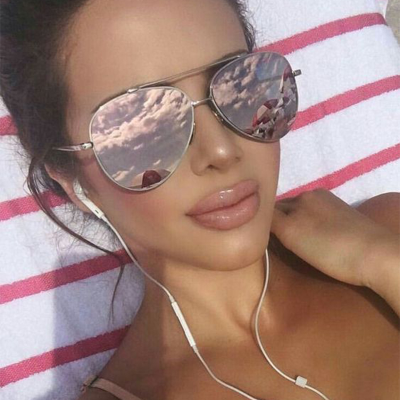 Rosa spiegel Pilot sonnenbrille frauen Metall rahmen frauen Stilvolle Damen Schattierungen feminin gläser