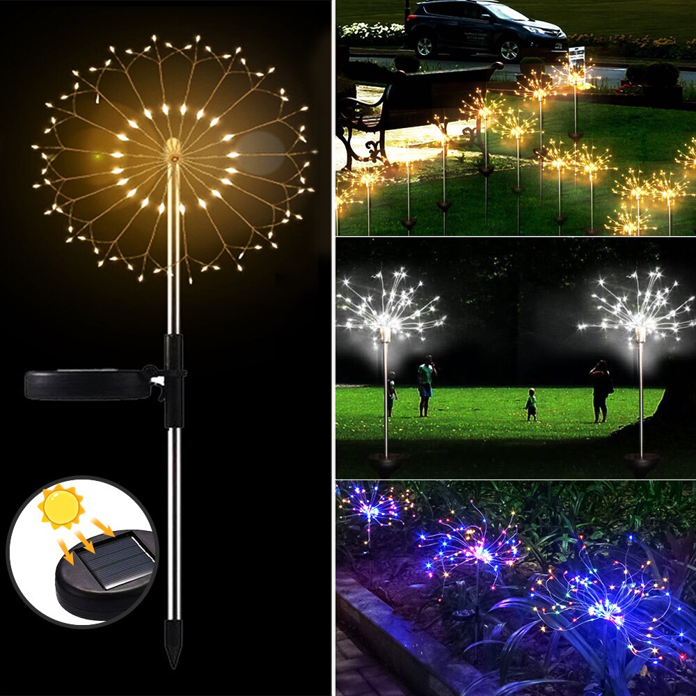 Solar- angetrieben Freien Gras Globus Löwenzahn Lampe 90/120/198 LED Für Garten Rasen Landschaft Lampe Licht