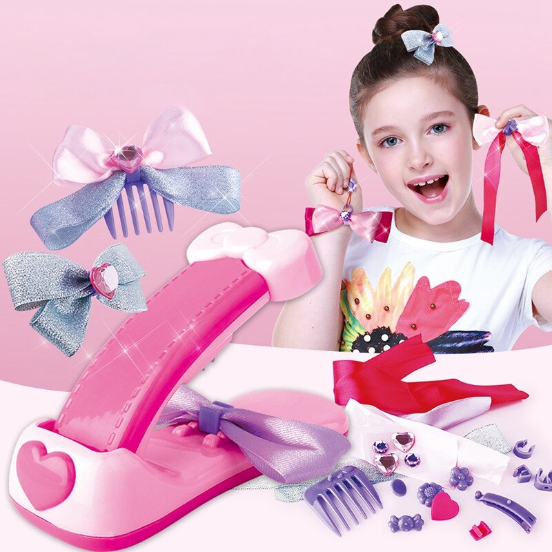 Kids Plastic Hoofddeksels Making Machine Speelgoed Diy Hoofdtooi Haarspeld Maken Machine Meisje Gevlochten Haar Pak Meisjes Dress Up Speelgoed
