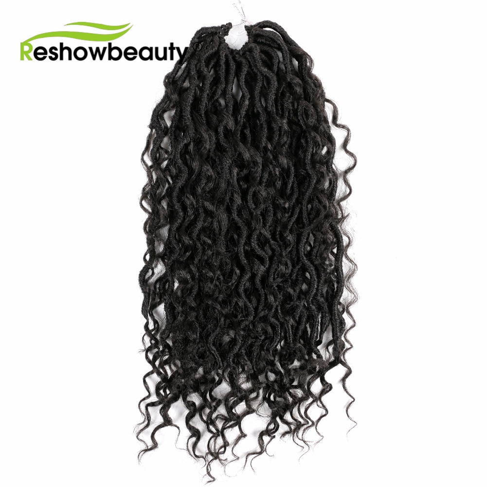 Braiding Hair Extension River Faux Locs Synthetic Curly Ends Crochet Hair 18 Inches 90 Gram RESHOWBEAUTY