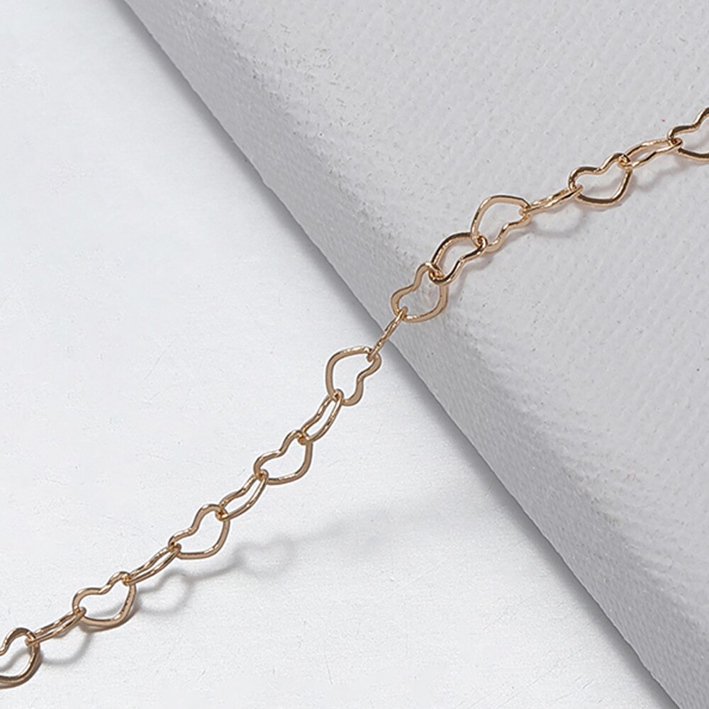 1Meter Halskette Herz Stern Kette Silber KC Gold Kupfer Verknüpfung Ketten Armbinde für Schmuck, sterben DIY Handgemachten Handwerk: KC Gold-3.2x5.2Herz