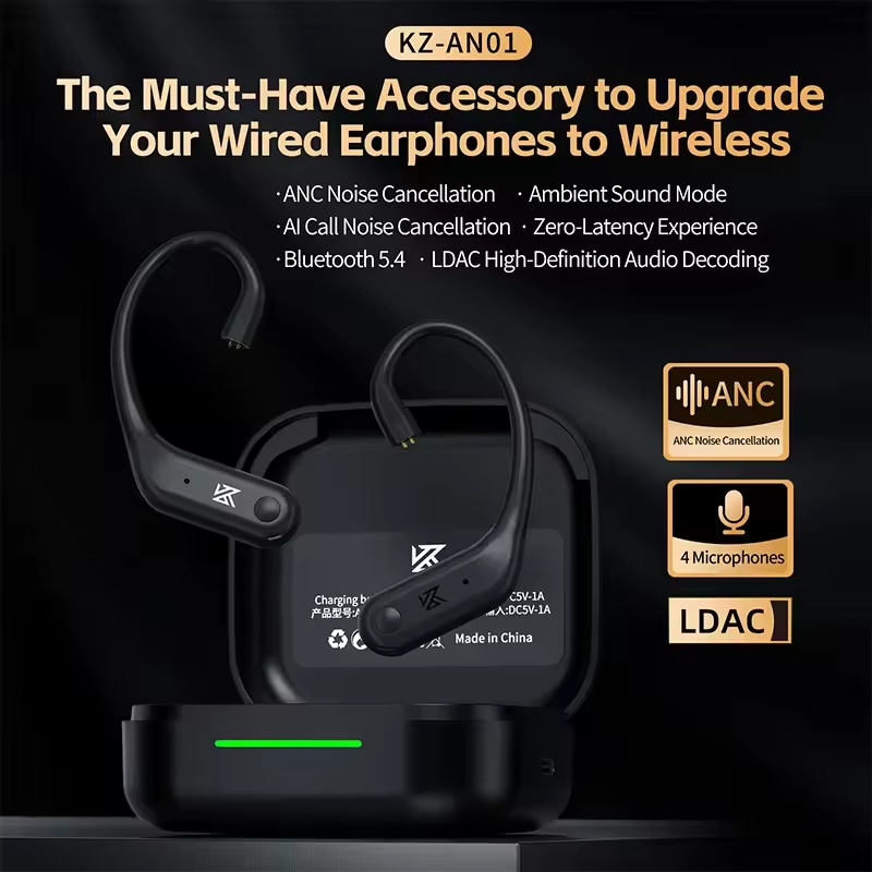 KZ AN01 Headphone Decoder Anc Noise Reduction Wireless Bluetooth 5.4 2-Pin LDAC High-Definition Audio Decoding Customization