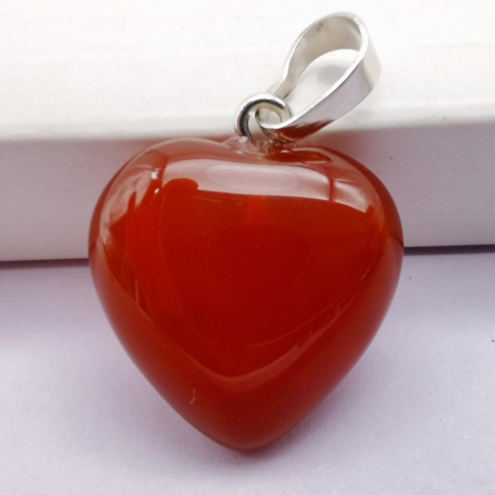 Natuurlijke Rode Carneool Gem Heart Hanger Lucky Sieraden S3025