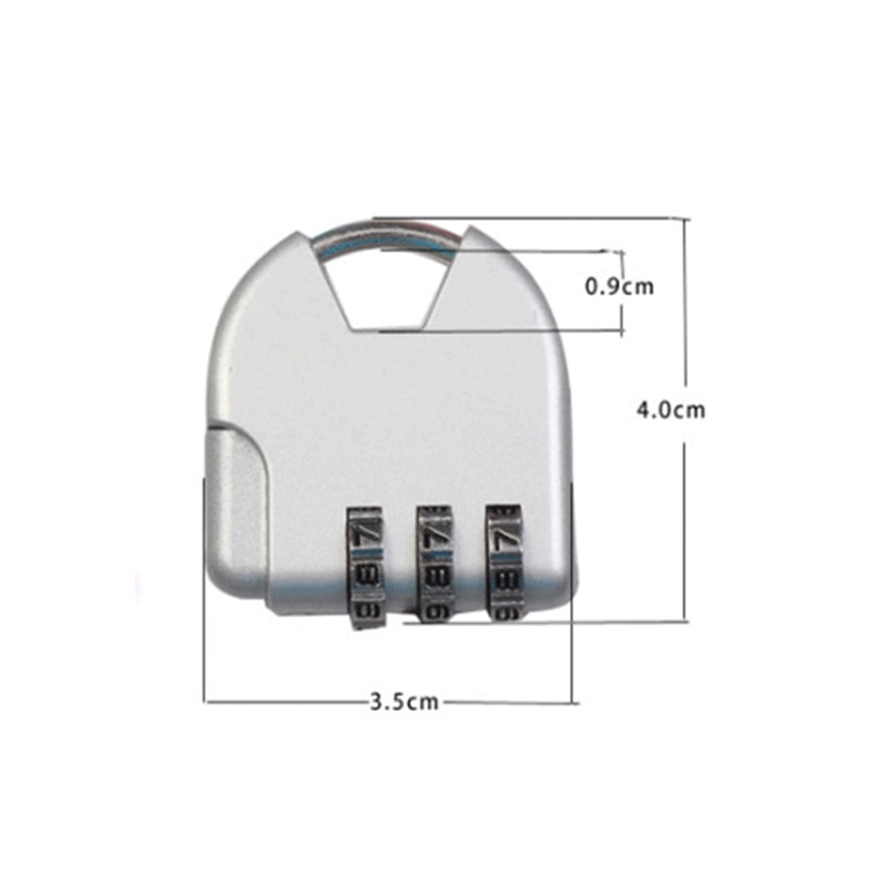 Mini Resettable 3 Dial Digit Combination Suitcase Luggage Security Password Code Lock Padlock Color Random 1pcs