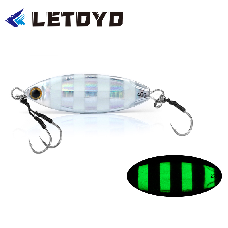 LETOYO, 28/40/60g, leurre métallique phosphorescent pour la pêche en mer, appât artificiel idéal pour la pêche à la turlutte,jigs pêche en mer, peche en mer leurre dur leurres de pêche mer leurre peche en mer jig peche