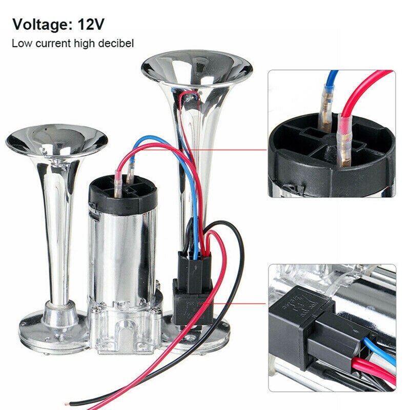 600DB 12V Dual Trumpets Super Loud Electric Solenoid Valve Car Electric Air Horn Speaker For Vehicle Car SUV Truck Lorry RV Boat