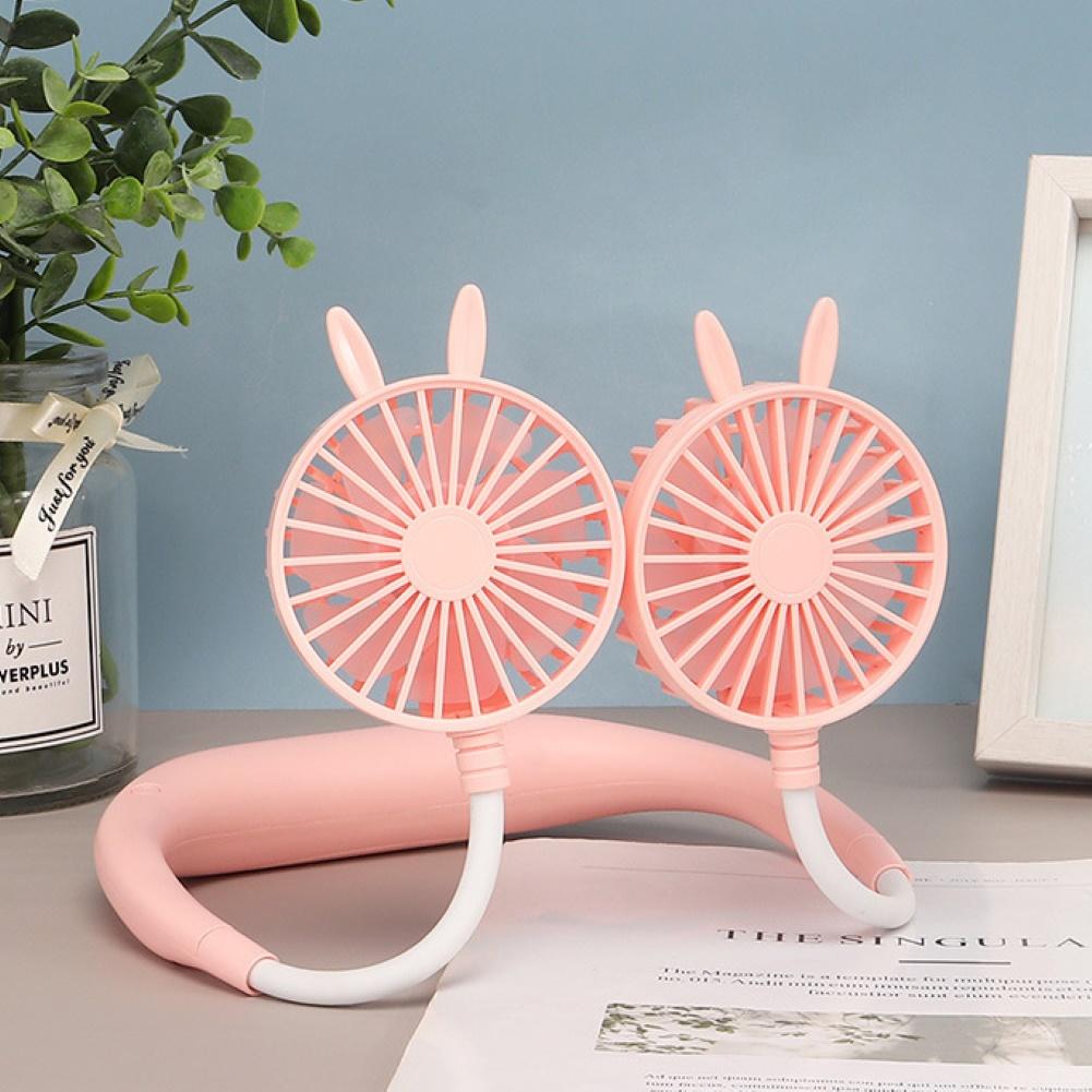 Hands-free Neck Band Hands-Free Hanging USB Rechargeable Dual Fan Mini Air Cooler Summer Portable 1200mA