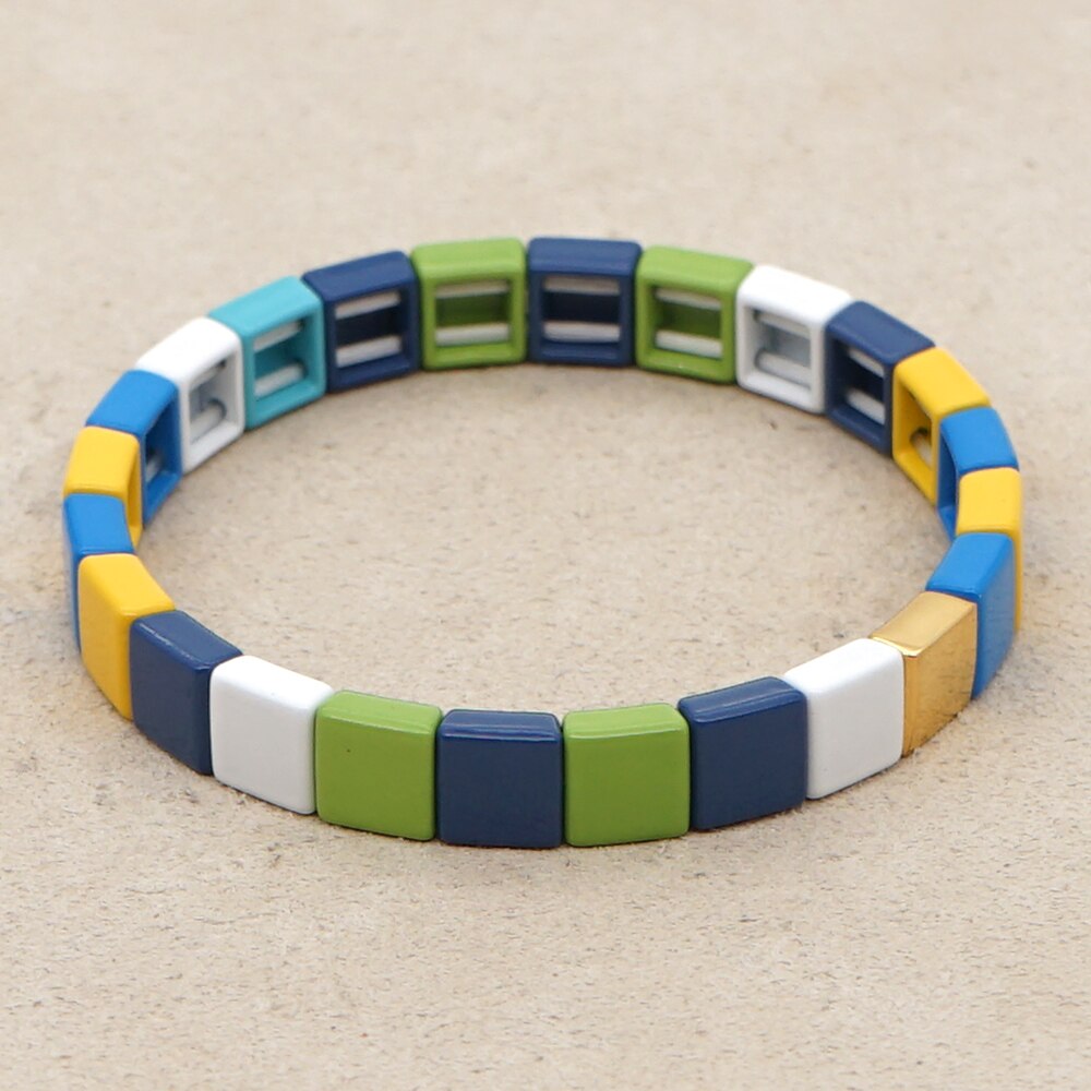Shinus Braccialetti Arcobaleno per Le Donne Fatti A Mano Smalto Piastrelle in Rilievo Del Braccialetto di Modo Pulseras Boemia Armbanden Commercio tutto'ingrosso Dei Monili: RO-B200112M