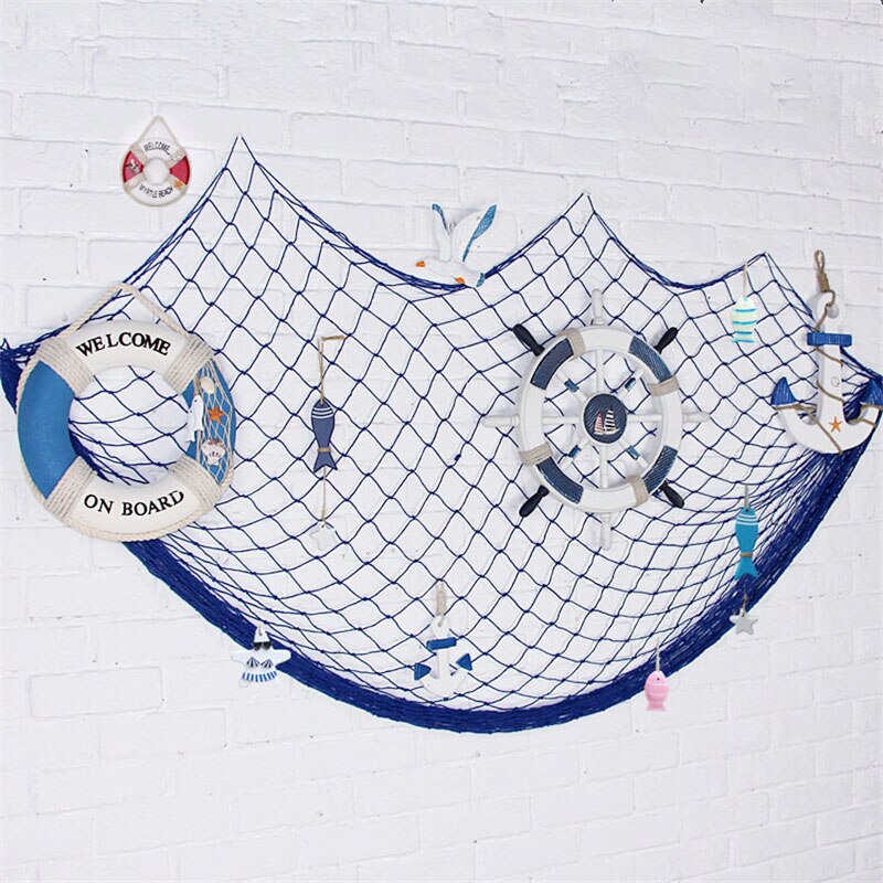 Estate Marine Decor Rete Da Pesca Arazzo Mare In Stile Mediterraneo Decorazione Della Parete di Casa Netto Del Pendente Delle Stelle Marine di Lisca di Pesce Decorazione