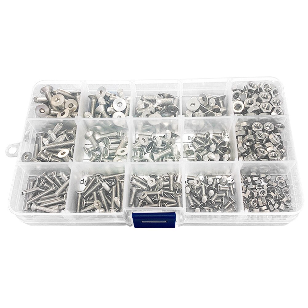 440pcs Bolts Nuts Set Stainless Steel Home Fasteners Cap Screws Button Head Assortment DIY Tool With Box Hexagon Socket
