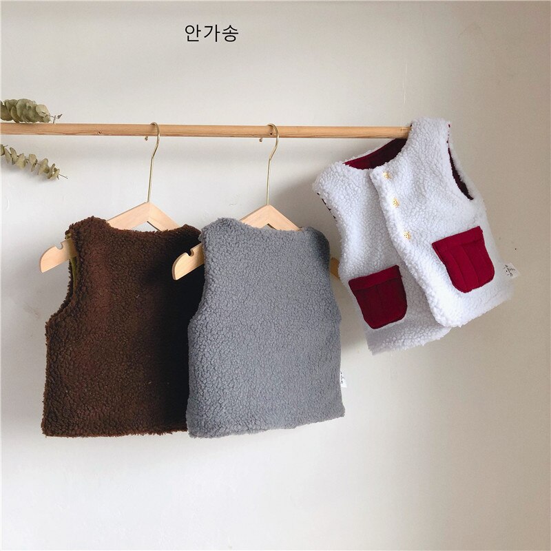 Hiver Double face enfants en peluche gilet pour bébé fille gilet enfants vêtements enfant en bas âge sans manches veste garçons gilet polaire