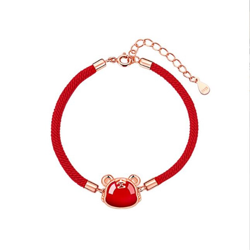 Aankomst Rode Touw Armbanden Voor Vrouwen Sieraden Trendy Crystal Tiger Armband Lady 2022 Zegen Bangle Accessoires Verstelbare