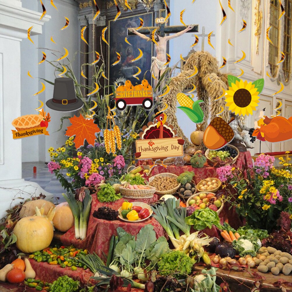 20 stuks stijlvolle decoratievlaggen in de vorm van een kalkoenhanger en een esdoornblad als decoratie voor een thanksgiving-feestje thuis.