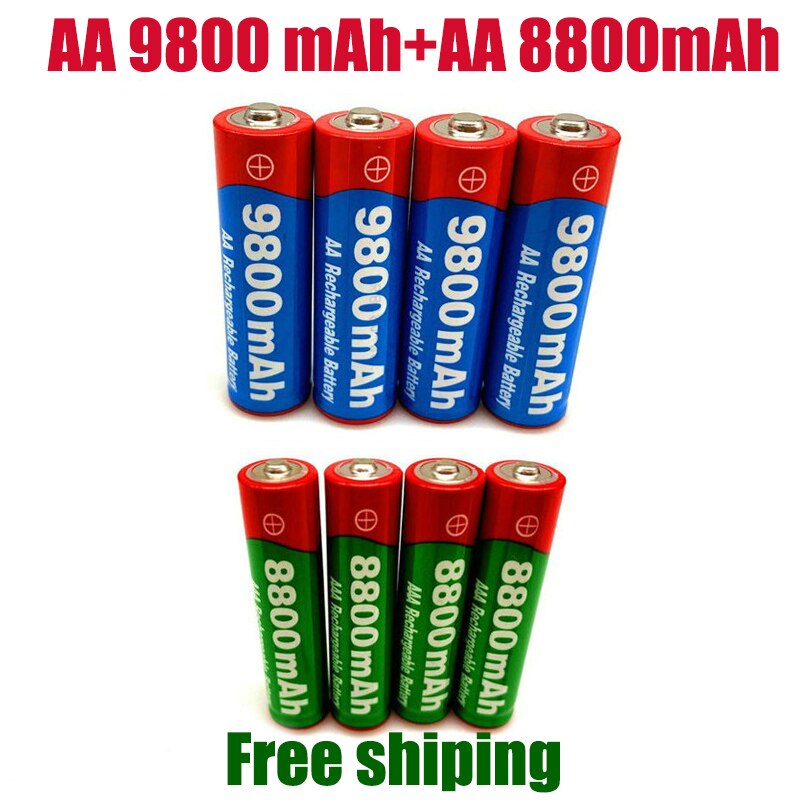 1.5v aa 9800 mah +1.5v aaa 8800 mah alkaline 1.5v uppladdningsbart batteri för klockleksaker kamerabatteri