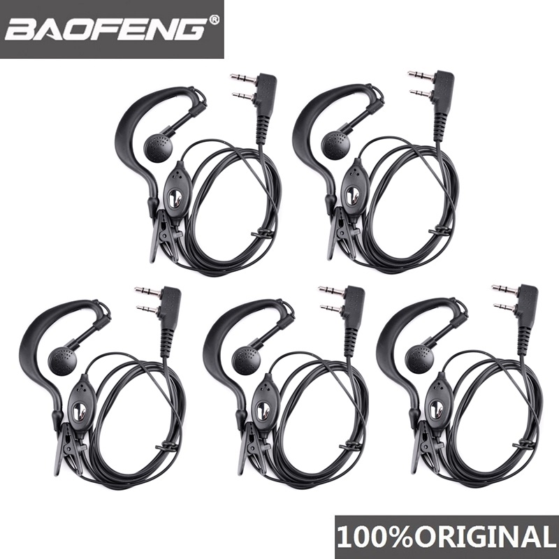 5 stks Baofeng UV-5R Headset Ham Radio Oortelefoon Walkie Talkie Woki Toki Hoofdtelefoon PTT B5 B6 Uv-6r F8 + Wln Kd-c1 K Poort Oortelefoon