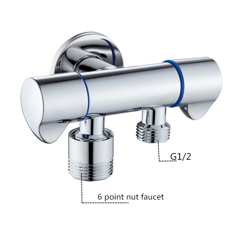 Angle Valve Black/Chrome Brass Dual Outlet Valve Body G1/2 Shower Toilet Sink Basin Water Heater Sprayer Bidet Single Cold Valve: Chrome3