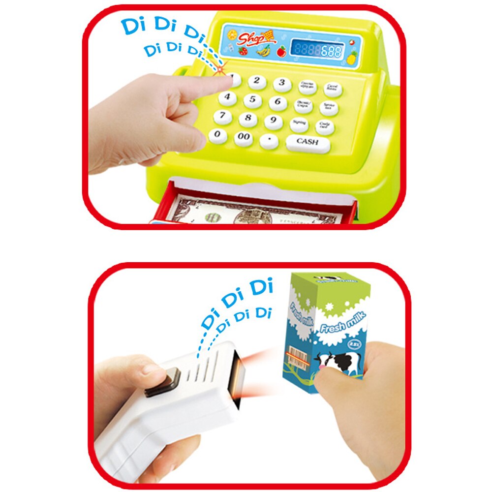 26 stks/set Plastic Kids Pretend Play Supermarkt Kassa Kassier Elektronische Speelgoed Kinderen Educatief Speelgoed