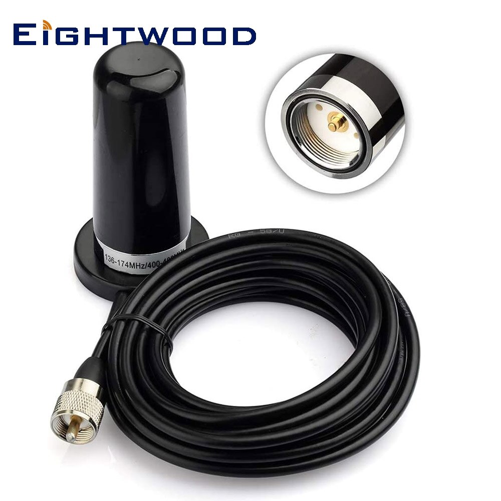 Eightwood Dual Band VHF UHF 136-174 400-470MHz NMO Mount Antenna PL259 Male Aerial for Car Truck Amateur Radio Marine VHF Radio