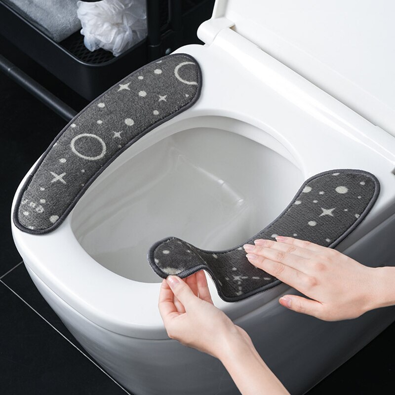 1 Paar Universele Zachte Wasbare Toilet Seat Cover Voor Huishoudelijke Flanel Non-marking Toilet Seat Cover accessoires