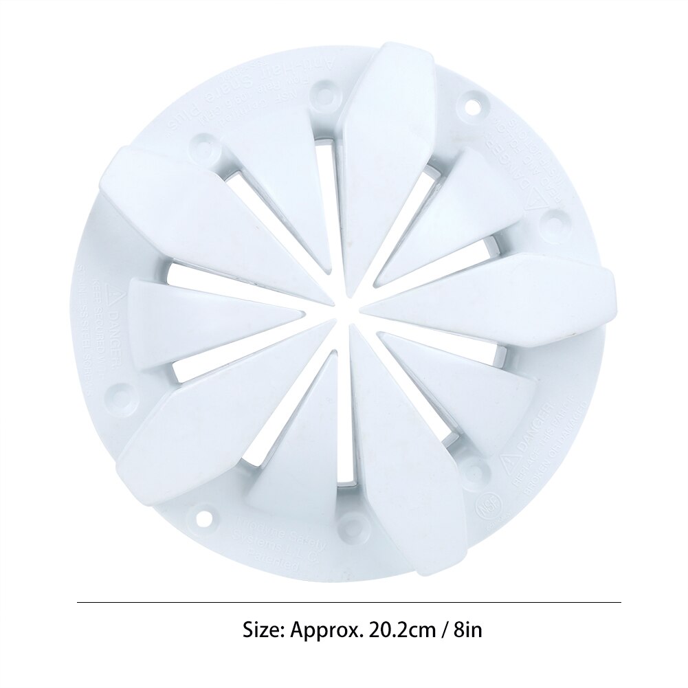 8 Inch Round Shape Pool Main Drain Anti Clip Hair Pool Main Drain Swimming Pool Accessories Fittings White
