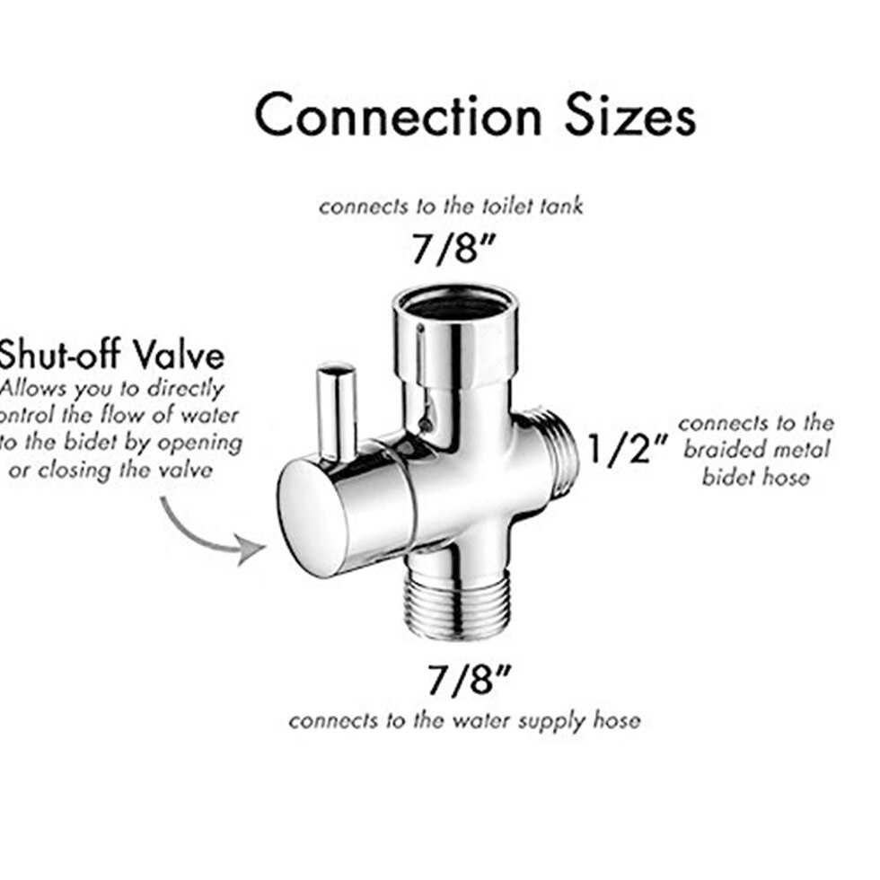 Messing 1/2 "7/8" Chrome T-adapter 3 Möglichkeiten Ventil für Füllung Winkel Bidet Umsteller Bad Wc Bidet sprayer Dusche Kopf Dusche