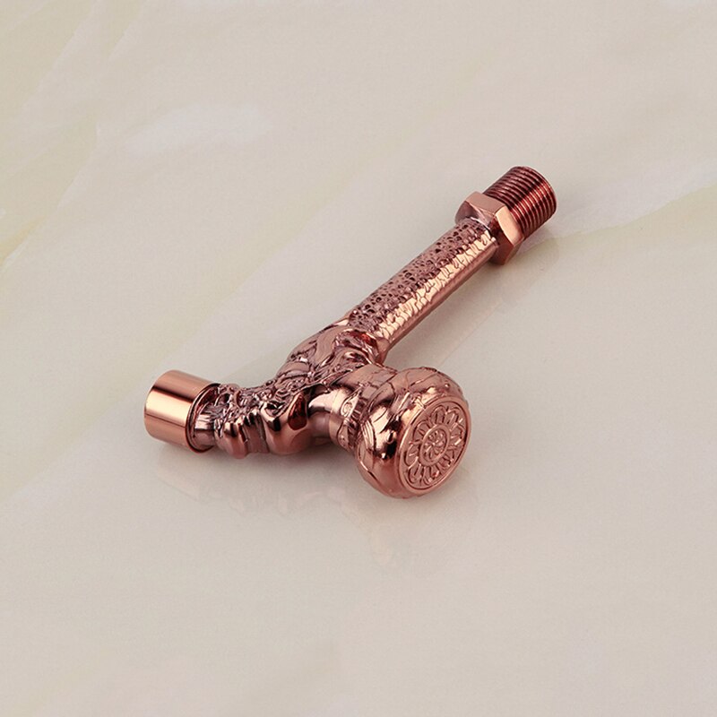 Outdoor Faucet Single Cold Tap Faucet Garden Bibcocks Rose Gold Brass Dragon Carved Long Faucet