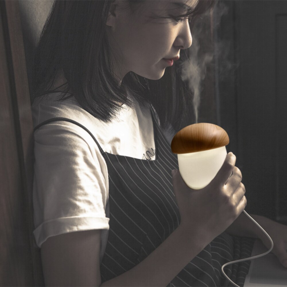 Mini Air Humidifier Ultrasonic Cool Mist Air Mushroom Humificador With Night Lights Desk Personal Portable USB Home Accessoires