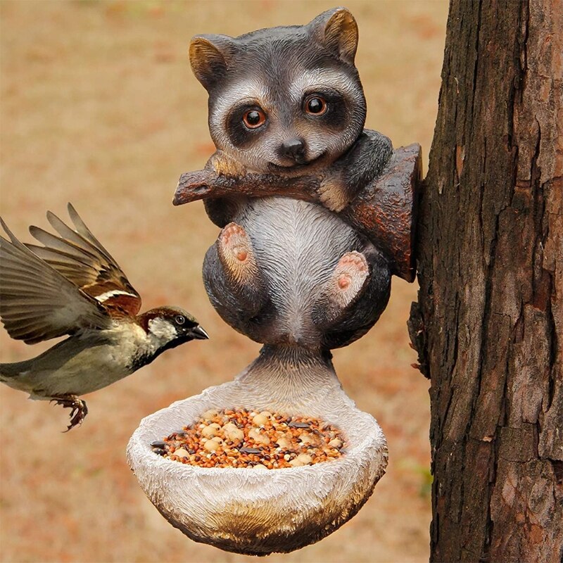 Exquisite Simulation Bird Feeder Bath Sunflower Ornaments, Resin Hand-crafted Ornaments for Garden Decoration