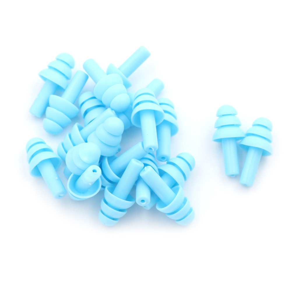 Tapones de silicona blanda para los oídos, para los oídos, para el estudio, para dormir, nadar, deportes acuáticos, cómodos, 10 pares: Azul