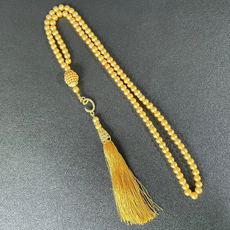 Nuevas perlas de vidrio borla estilo turco Rosario musulmán cuentas de oración islámica pulsera para mujeres accesorios de joyería 6mm 99 Uds: Color amarillo claro