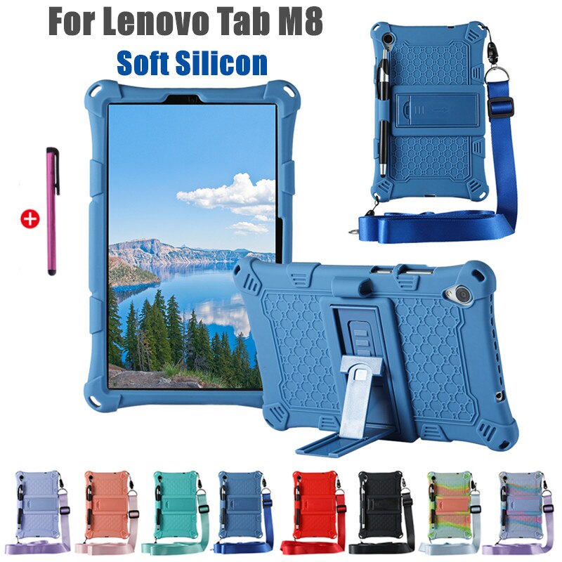 Pokrowiec na Lenovo Tab M8 TB-8505F TB-8705X miękki silikonowy pokrowiec na Tablet z podstawką do tabletu lenovo m8 M 8