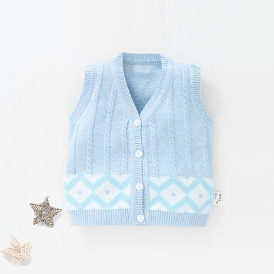 Infants Solid Comfortable Vest Waistcoat Baby Kids Comfortable Cotton Outerwear Kids Cute Casual Coat Sweater AA60784: Blue / 6M