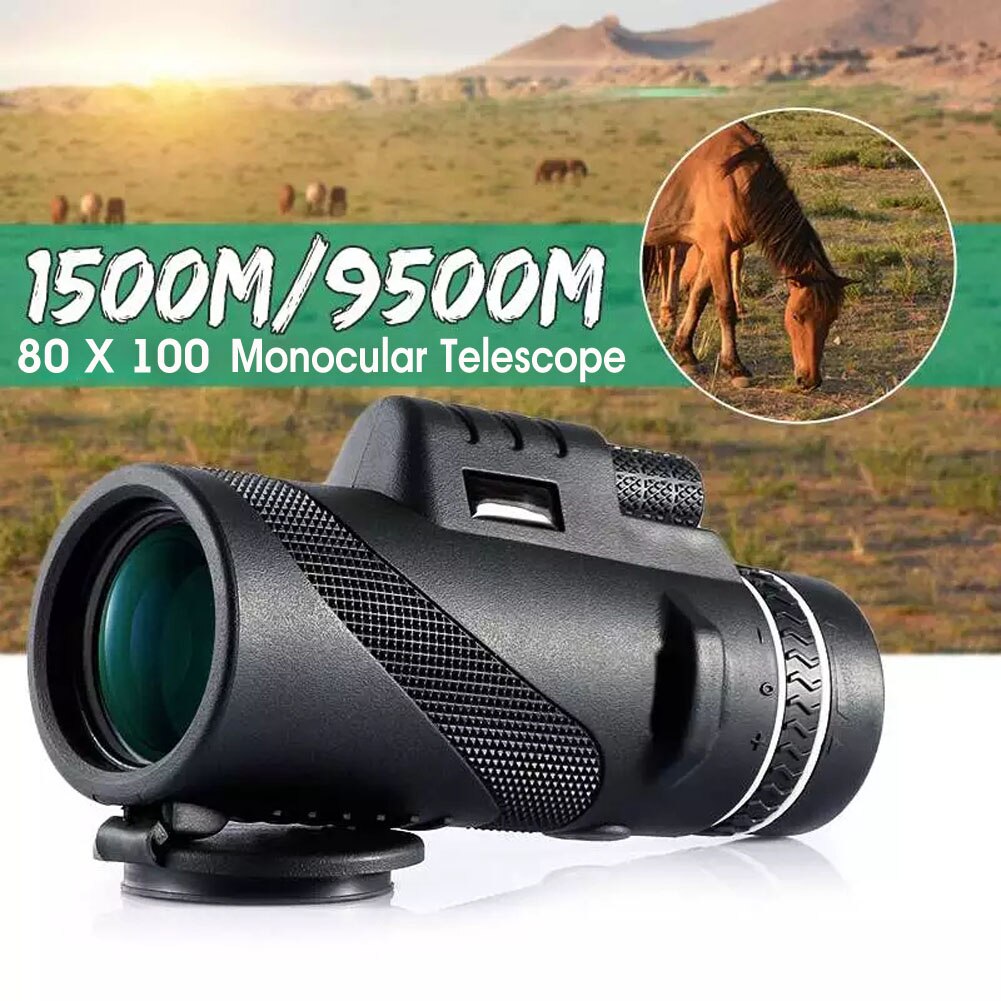 80X100 Monoculaire Telescoop Hd Zoom Statief Monoculaire Telescoop Dag/Nachtzicht Camping Telefoon Clip Outdoor Camping Telescoop