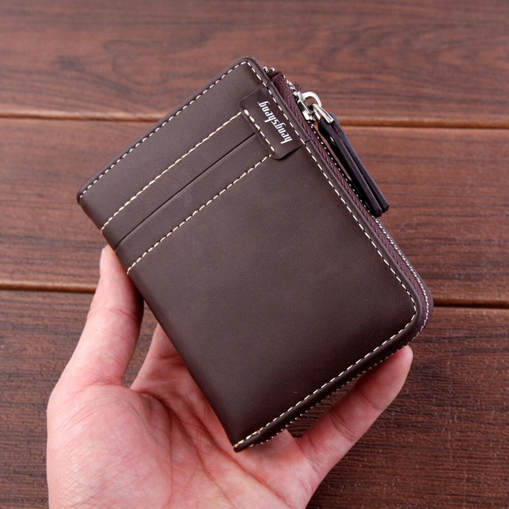 célèbre hommes portefeuille avec porte-monnaie fermeture éclair sac à main portefeuille porte-monnaie portefeuille carteira feminina: Café