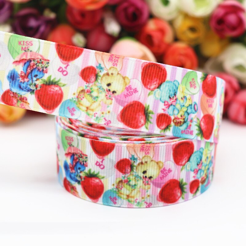 5 Yards 1 &#39;&#39;25 Mm Fruit/Dier Gedrukt Grosgrain Linten Voor Haar Strikken Diy Handgemaakte Materialen Y19121802