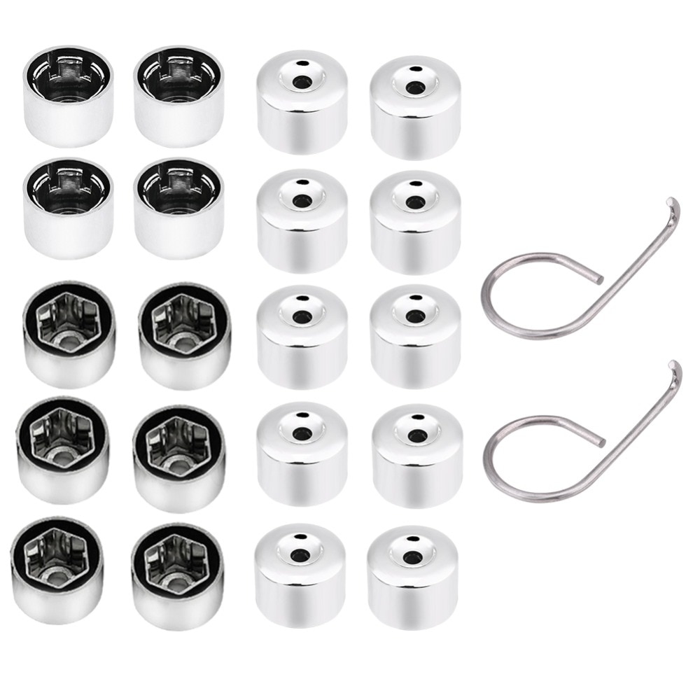 20 stücke 17mm Muttern Kappe Bolt Covers Chrome Legierung Rad Locking Für VW Passat Golf Bora Chrom