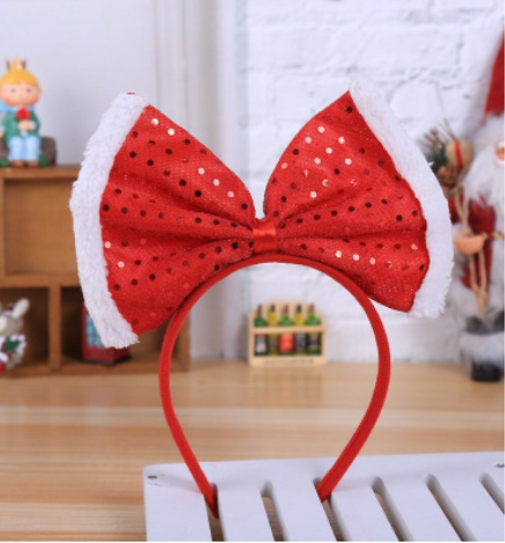 Weihnachten Stirnband Santa Weihnachten freundlicher Erwachsene Hütte Phantasie Kleid Hütte groß Bowknot Doppel Kopf Band Zubehör: A