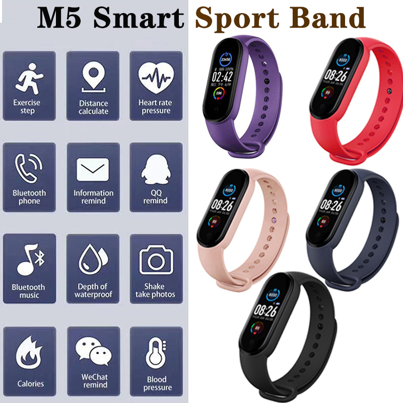 M5 Smart Sport Band Fitness Stappenteller Armband Hartslag Bloeddrukmeter Bluetooth Slimme Horloge Voor Iphone Xiaomi Android
