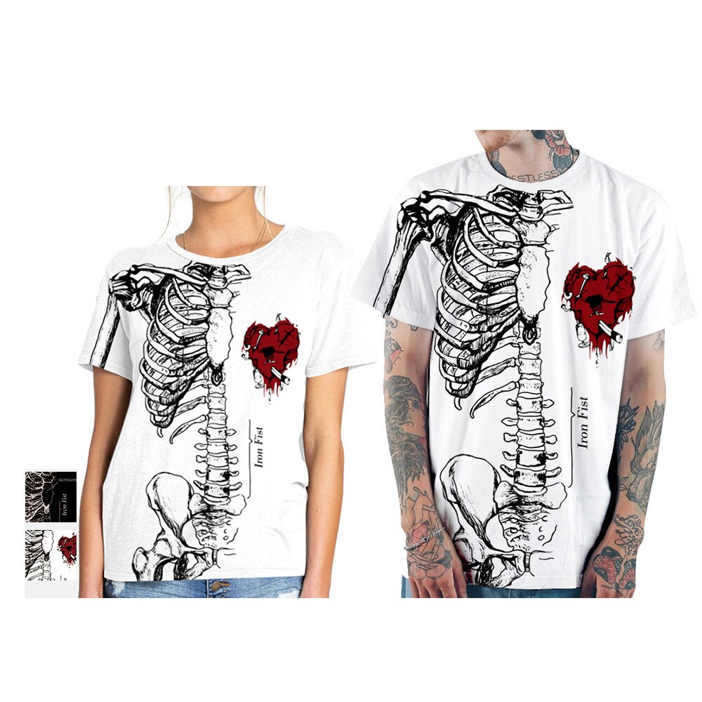 Halloween Skelet T-Shirt 3D Print Unisex Kostuum Voor Vrouwen Mannen Zwart/Wit duurzaam