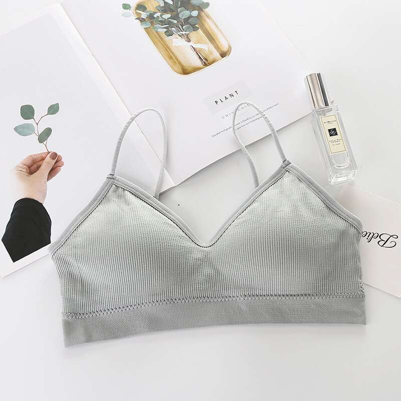 SP&CITY Korean Seamless Sexy Women Bra Yoga Sport Wire Free Bralette Thin Chest Girl Bra Tank Top Lingerie Vogue Girl Underwear: gray