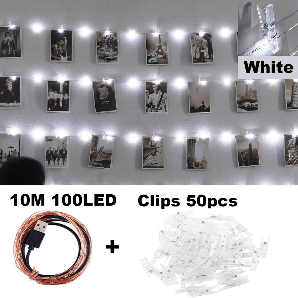 Photo Clip String Lights LED Fairy Lights Picture Clips USB Powered String Light with Clips for Bedroom Christmas Party Decor