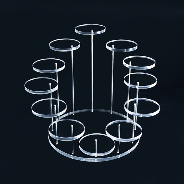 12 bakke flerlags akryl smykker ring display stativ vedhæng show rack органайзер органайзер для хранения полка: Gennemsigtig