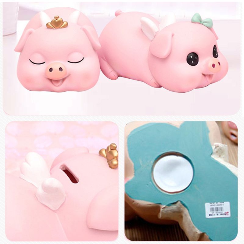 Pink Pig Coin Piggy Bank Home Decor Keepsake Unique for Girls and Boys 63HE