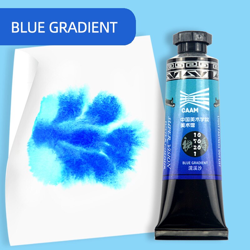 Super vision akvarel pigment, lagdelt farve akvarel maling 15ml,  kunstners akvarel maling 10 farver: Blå gradient