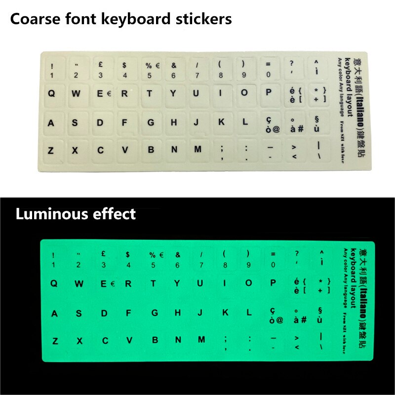 SR Luminous Italian Arabic Korean German Spanish French Japanese English Hebrew THAI Language Keyboard Stickers Cover Skins