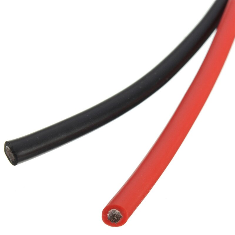 Cables eléctricos de cobre trenzado Flexible, alambre de silicona SR de 2M, de 1M, negro + 1M, rojo de 12/16/18/20/26/28/30AWG