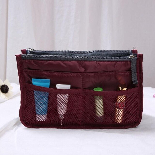 Multifunctionele Organizer Insert Bag Vrouwen Nylon Travel Organizer Insert Handtas Portemonnee Grote liner Lady Make-Up Cosmetische Bag