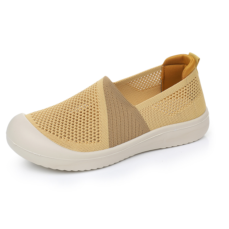 De zomerse vrijetijdsschoenen voor dames zijn ademende en comfortabele mesh-schoenen die te dragen zijn met één voet: YELLOW / 36