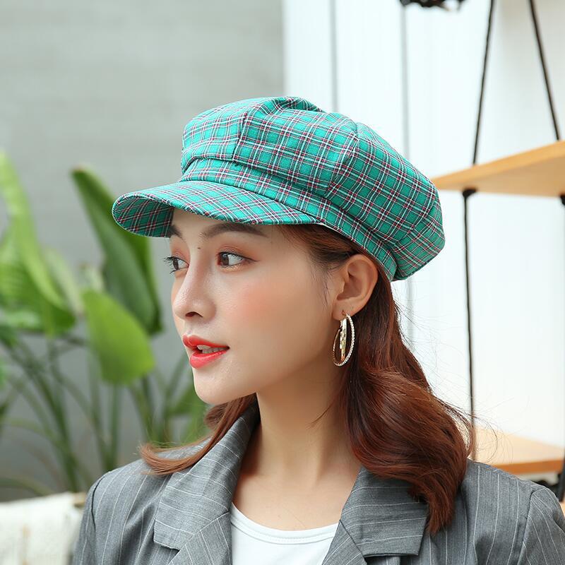 Octagonal Cap for Women Plaid Visors Newsboy Cap Vintage Autumn Winter Berets Ladies Hat: 3